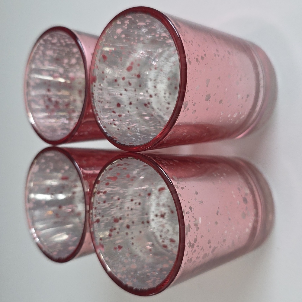 Glass Votive Candle Holder - Set of Four Antique Pink Glass Votive Holders